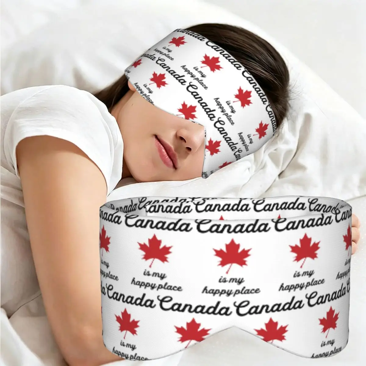 Maple Leaf Canada Canadian Is My Happy Place sleep eye mask Portable Eye Cover for Girls Boys Travel Party Eyeshade eyepatch