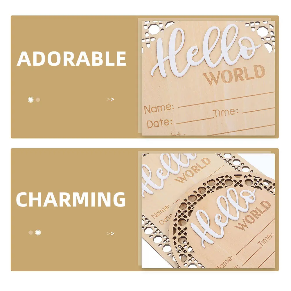 4Pcs Baby Shower Sign Baby Announcement Decoration For Nursery Decor Wood Rustic Newborn Welcome Name Board Photo