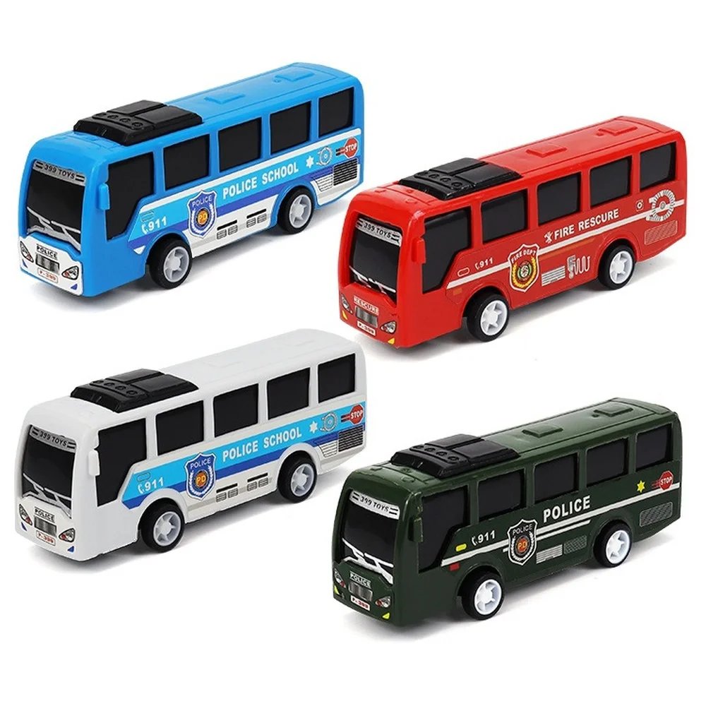 Mini Inércia Bus Model Toy para crianças, puxar para trás carro, veículo, carros, meninos, dietas, jogos educativos, presentes para crianças, 2pcs