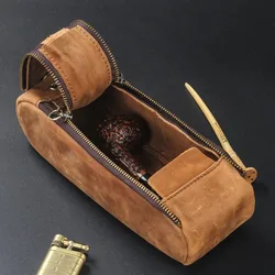 Portable Tobacco Pouch Case Genuine Leather Case for Carrying Tobacco, Pipes, Cigarettes, and Smoking Accessories