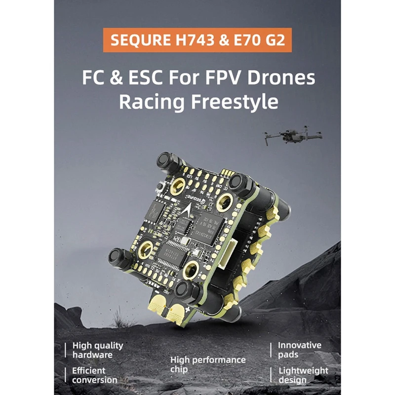 H743 And E70 G2 Blheli 32 Stack 4-8S MPU6000 Flight Controller 70A 128K 4 In 1 ESC-Retail