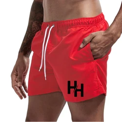 Shorts de praia casual masculino, corrida, Fitness, bolso, esportes, estampa moda, verão