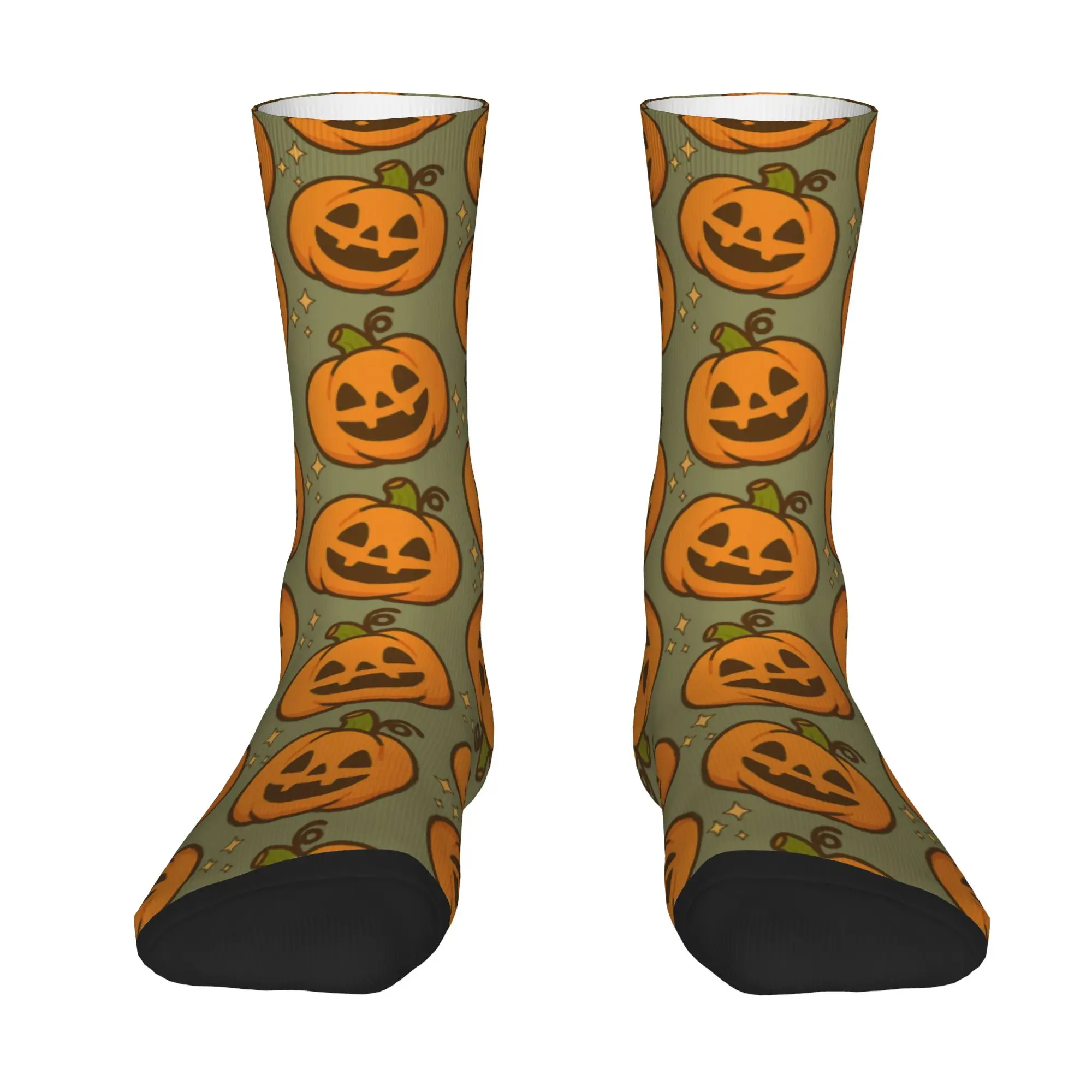 1 Pair Funny Sock  Retro Halloween Pumpkin Repeat Pattern Hip Hop Quality Pattern Printed Men Socks Casual Men's Socks