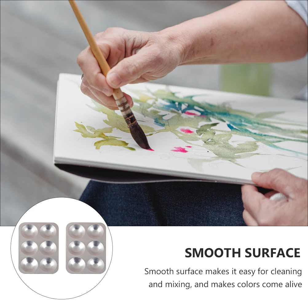 

2Pcs Aluminum Color Mixing Palette Paint Tray Multi-Holes Pigment Holder Durable for Artists Students Pigment Tray