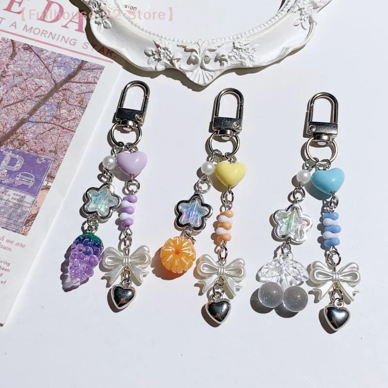 【MAX-22】لطيف العنب والبرتقال والكرز الخرز المفاتيح قلادة الفاكهة الحلوة حلقة رئيسية رائعة على ظهره اكسسوارات الديكور الهدايا #2