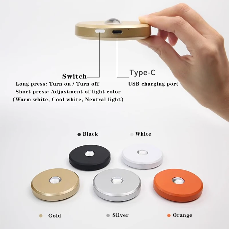 2W Rechargeable Cabinet Light USB Charging Night Light Remote Control Dimmable Lamp Bedroom Kitchen Motion Sensor Spotlights