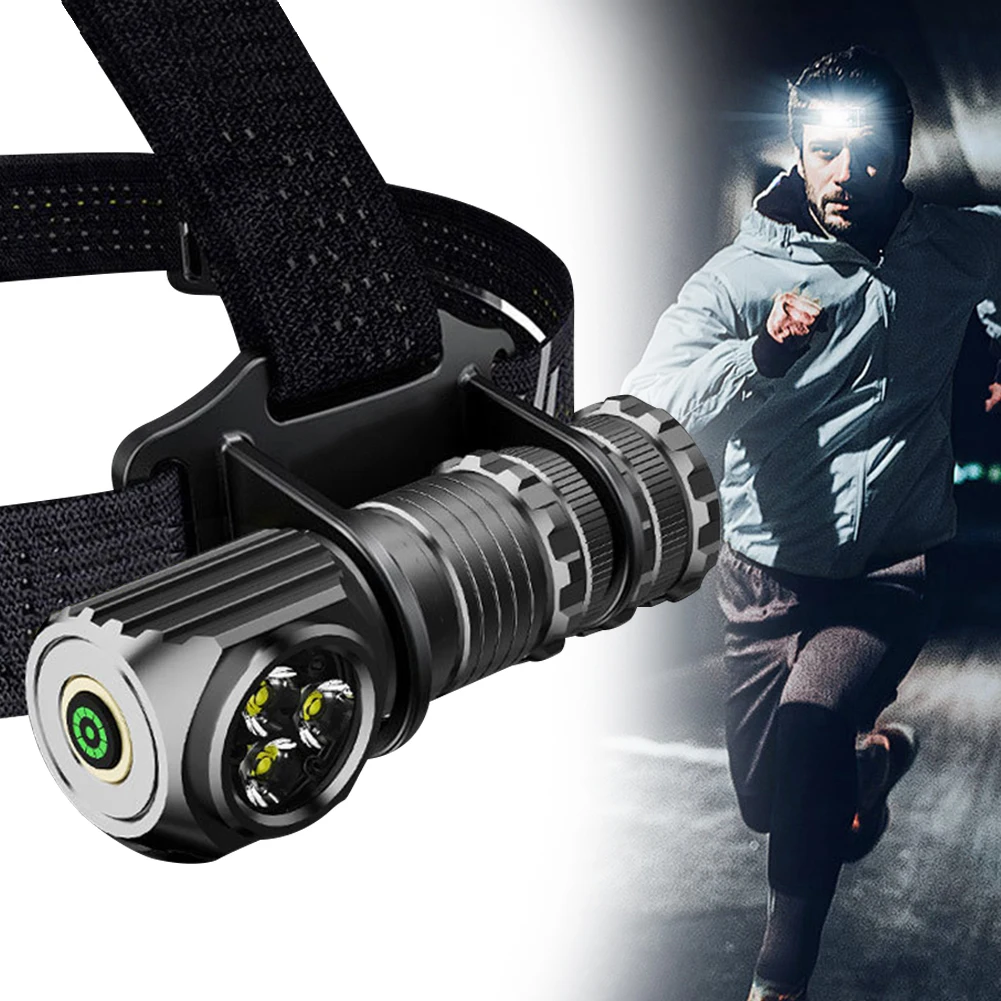 مصباح رأس للتخييم LED مع عصابة رأس، مصباح يدوي متعدد الوظائف، عرض طاقة USB قابل لإعادة الشحن للتخييم في الهواء الطلق والمشي لمسافات طويلة