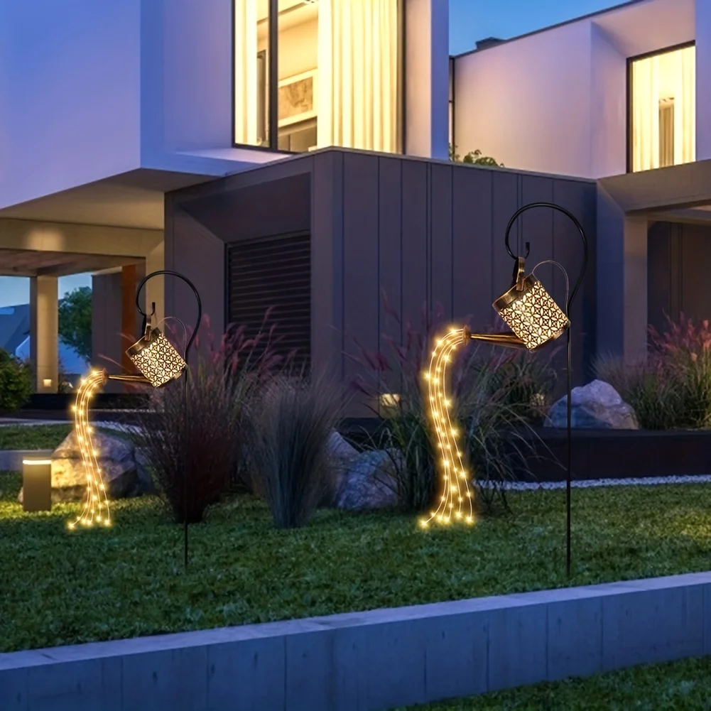 Imagem -03 - Outdoor Solar Watering Can Light Star Shower Jardim Arte Led String Light Caminho Pátio Pendurado Lanterna Chaleira Lâmpada Decorativa