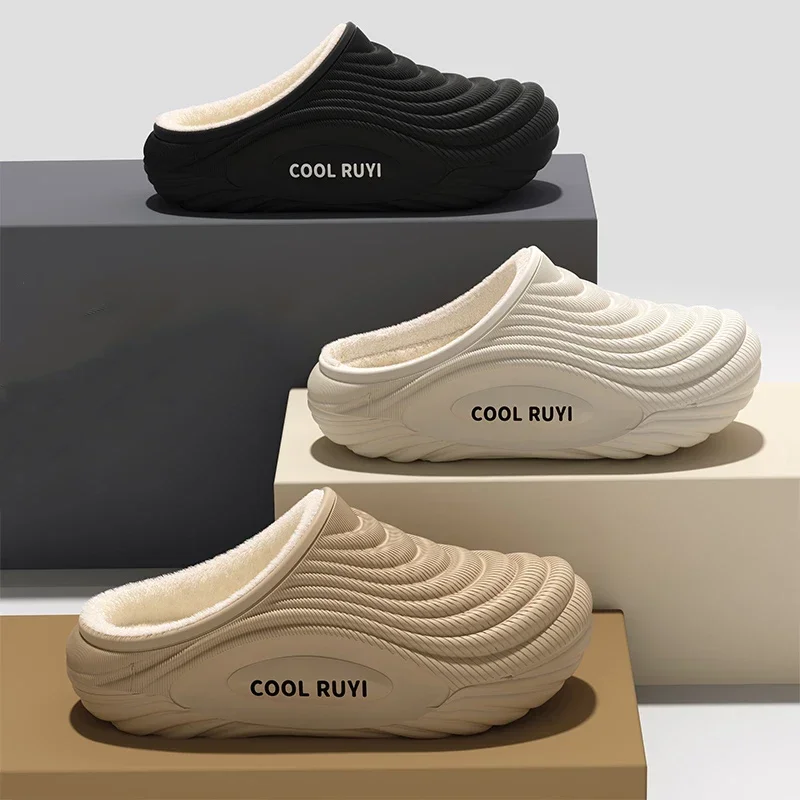 شباشب منزلية إيفا مقاومة للماء للنساء، شباشب قطنية سميكة من الأسفل وغير قابلة للانزلاق، شرائح قطيفة دافئة وسميكة