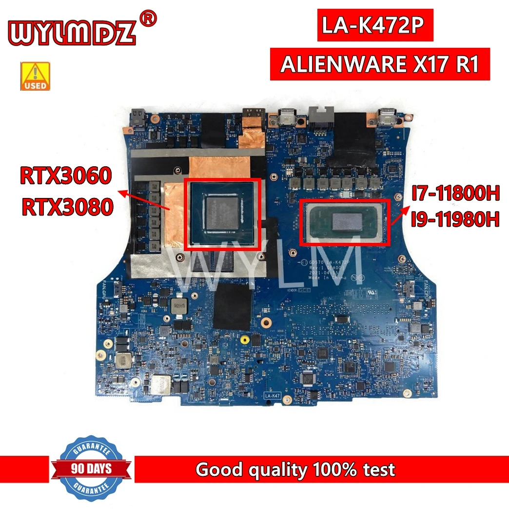 

LA-K472P i7/i9-11th CPU RTX3060/RTX3080 Laptop Motherboard For Dell ALIENWARE X17 R1 Mainboard Test OK