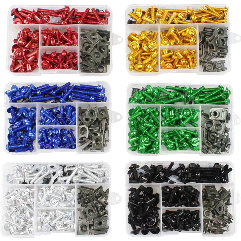 177pcs Screws Set Motorcycle Fairing Bolt Kit Windscreen Screws Colorful Fasteners Aluminum Alloy Motorcycle Modified Parts