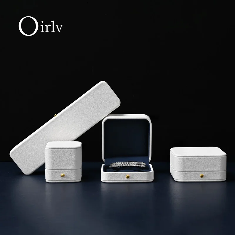 

Oirlv Jewelry Box Blue and White High-quality Jewelry Boxes Jeweler Organizer Lychee Pattern Jewelry Gift Box Ring Necklace Box