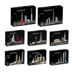 21032 Architecture Paris Dubai London Sydney Chicago Shanghai San Francisco Brick Set Classic City Model Children's Toy Gifts