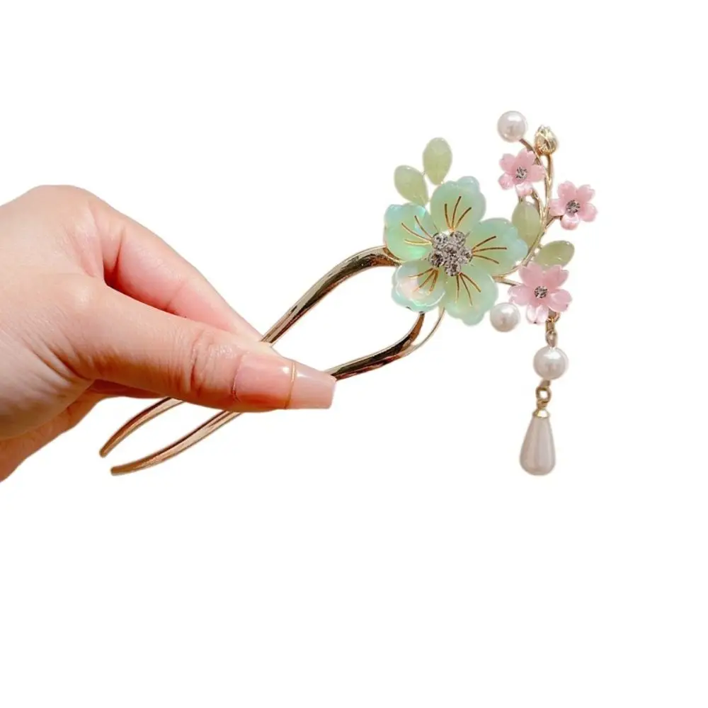 خمر الزهور الزهور الشعر عصا فراشة شرابة U على شكل عصا الشعر دبوس الشعر إكسسوارات الشعر Hanfu الشعر عصا الزفاف