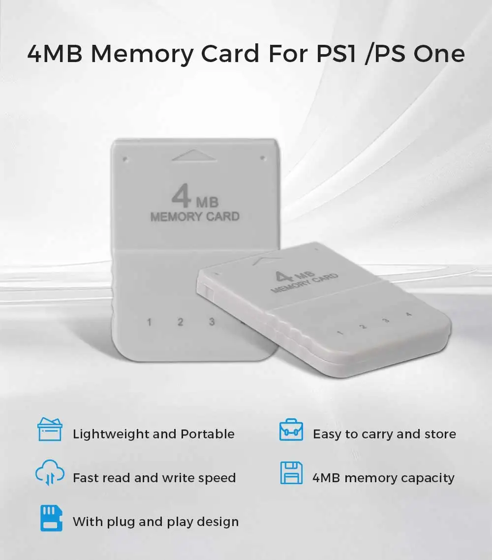 BlueRetro 1PC/2PC 4M Memory Card For PS1 Save Game Card For PlayStation1 PS One Game Consoles Data Saving Progress Memory Card