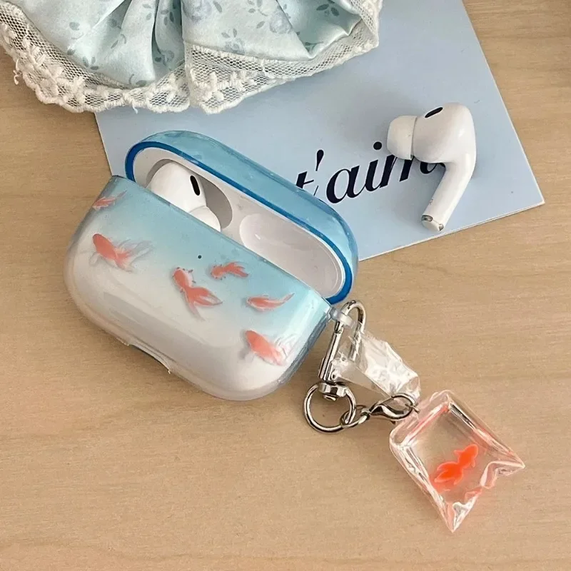 Cute and ornamental koi gradient earphone case For airpods 4 TPU soft protective cover For airpods 3 pro 2 2nd charge box case