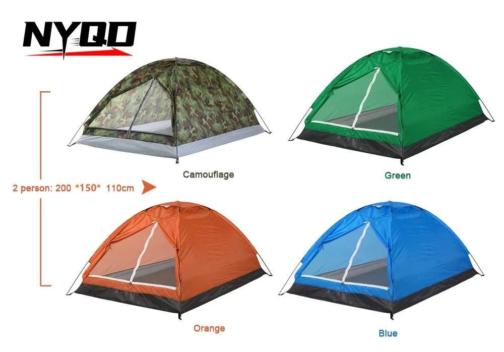 TOMSHOO Camping Tent 2 Persons Waterproof  PU1000mm Polyester Fabric Single Layer Tent for Outdoor Travel Hiking Backpacking