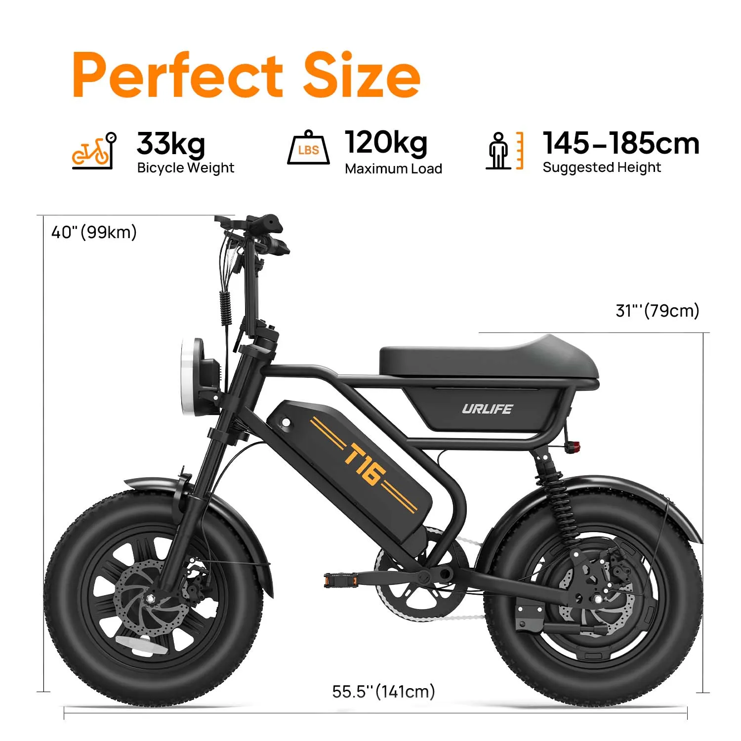 URLIFE T16 Die bevorzugte Option für Pendlerfahrten Elektrofahrrad 48V13AH Akku 16*3 Zoll Fat Tire Erwachsenen-Premium-Fahrrad – Detail 14