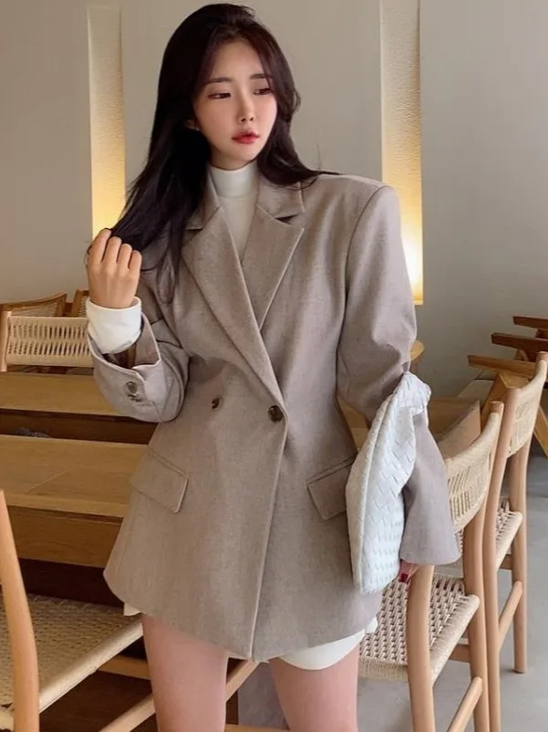 

Retro Small ence Design Two-Button Ba Split Belted Casual Women's Suit Jaet Korean Sle Office Wear Unique Design