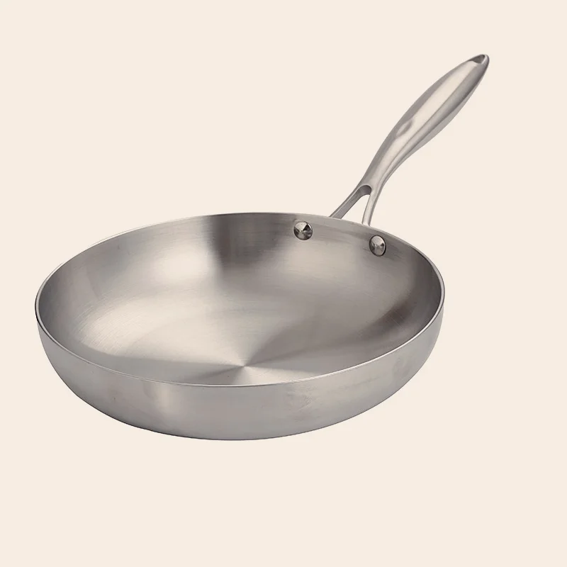 

Трехслойная стальная сковорода из нержавеющей стали 304, индукционная плита, газовая универсальная сковорода с плоским дном, сковорода для стейка