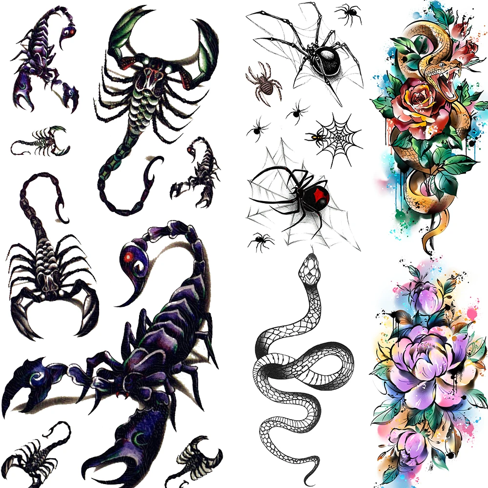 3D Scorpion King Temporary Tattoos Fake Sticker Body Art Arm Armband Waterproof Tattoo For Women Men Boy Wolf Style Tatoos Paper