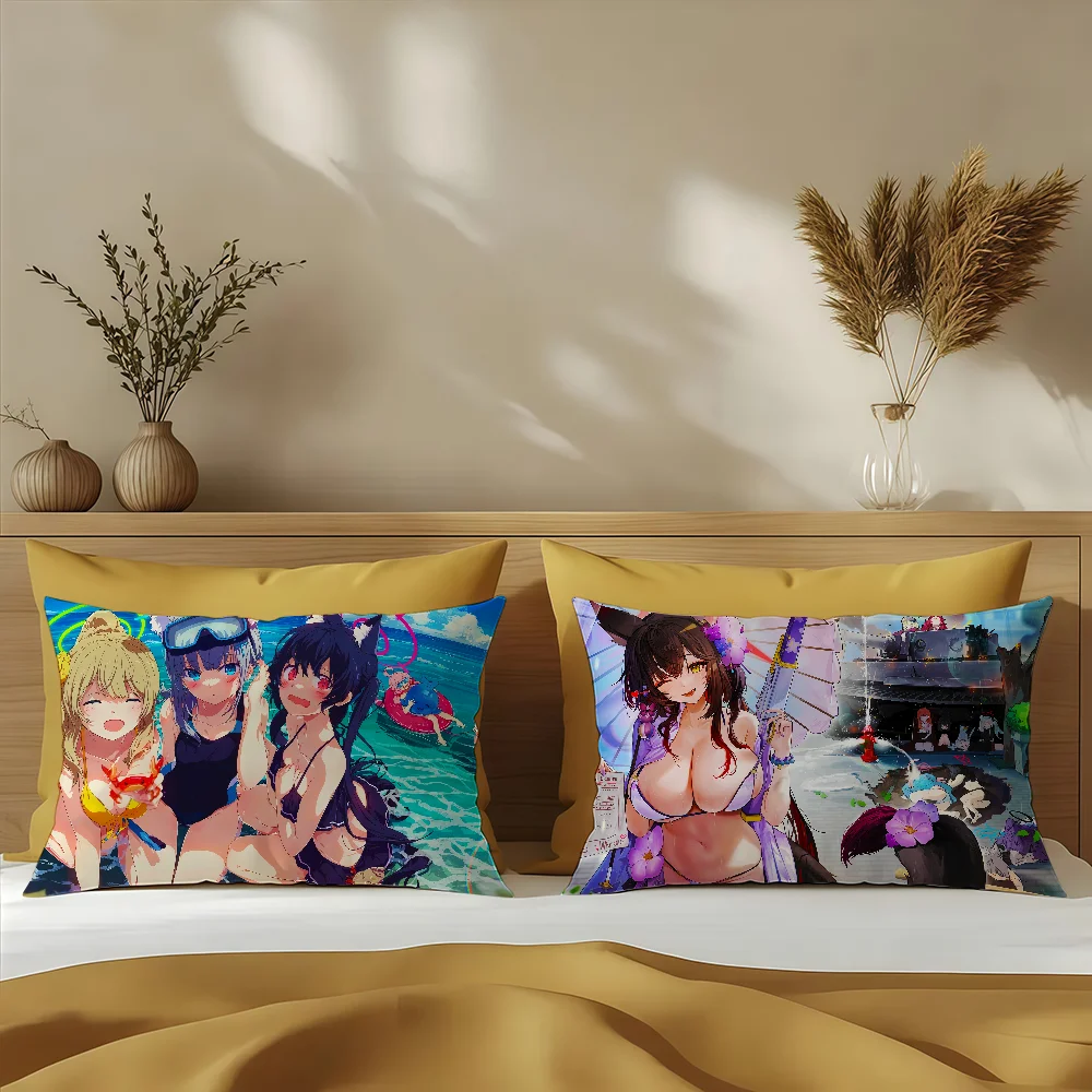 Game Blue Archive Fanart Q cushion cover Sofa living Room Office Rectangle Pillow Home Coffee Shop Bedding Hit product