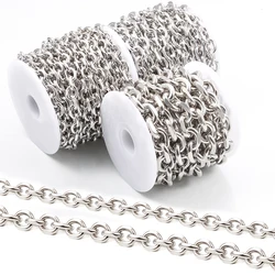 Width 7mm 8mm 10mm Stainless Steel Oval Chamfered Chains For Jewelry Making DIY HIPHOP Necklace Bracelet Charms Accessories