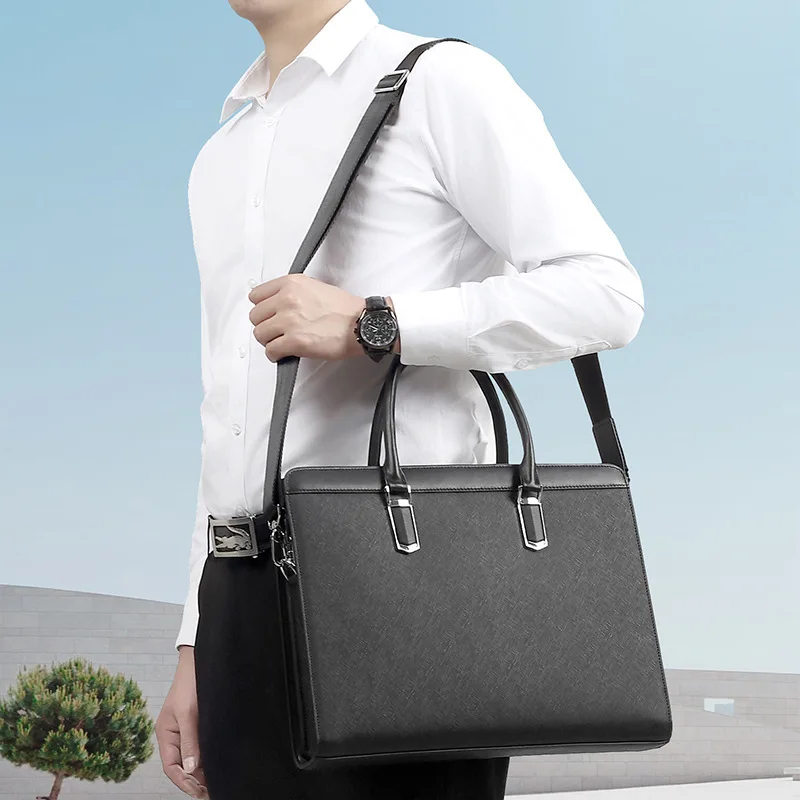 جديد حقيقي حقيبة ساعي الرجال الجلود قفل بكلمة مرور رجال الأعمال حقيبة يد جلد البقر كمبيوتر محمول سعة كبيرة حقيبة حقيبة كروسبودي #4