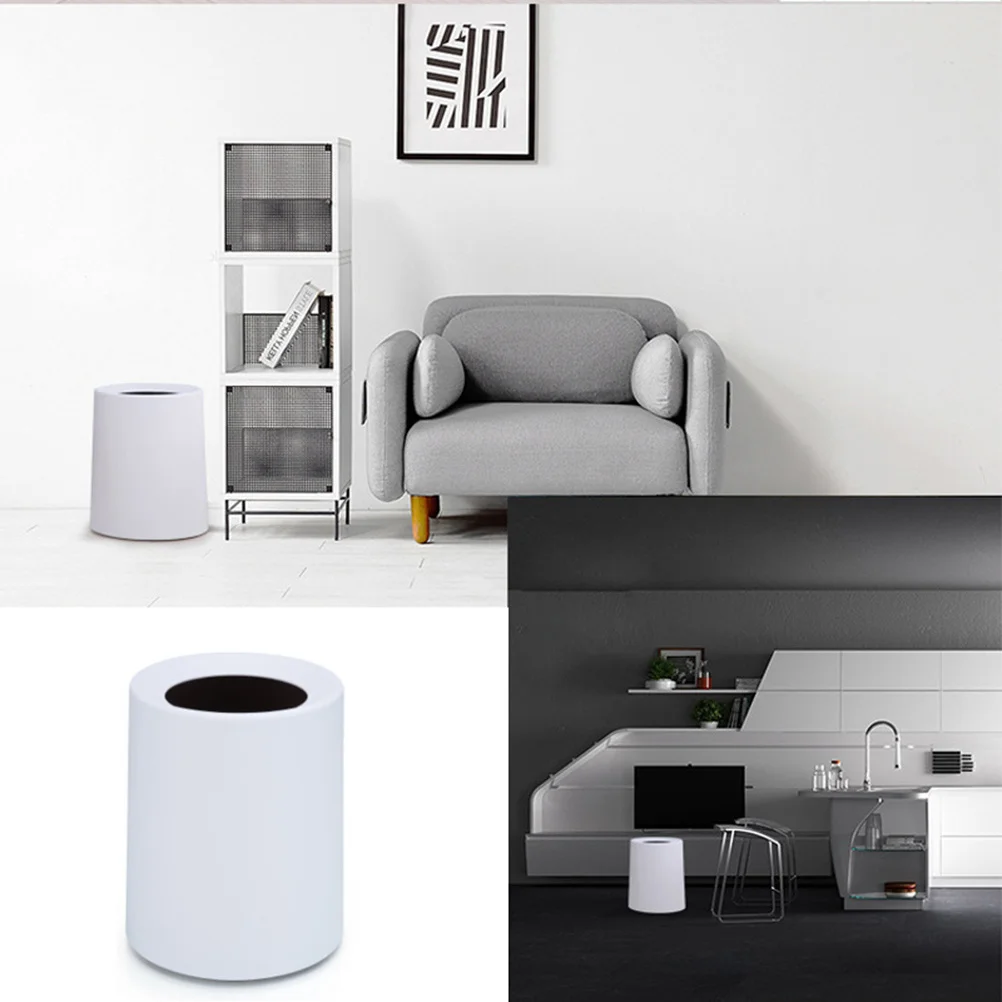 

8L White Household Plastic Trash Can Dustbin Wastebasket For Bedroom Living Room Kitchen Garbage Storage Container Space