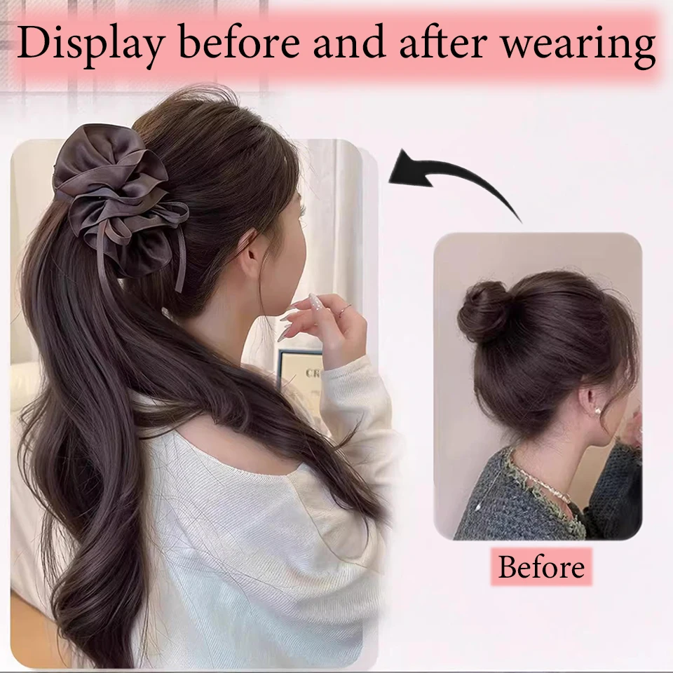 

Синтетический накладной хвост с двойными зубчатыми зажимами, длинный кудрявый пышный хвост, натуральные накладные волосы для женщин