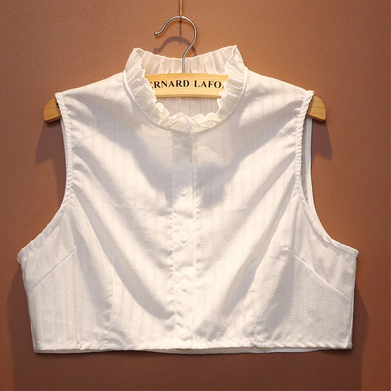 Fake Children's Versatile Autumn Winter Spring Breathable Cotton Linen Ruffled Edge Round Neck Korean Style