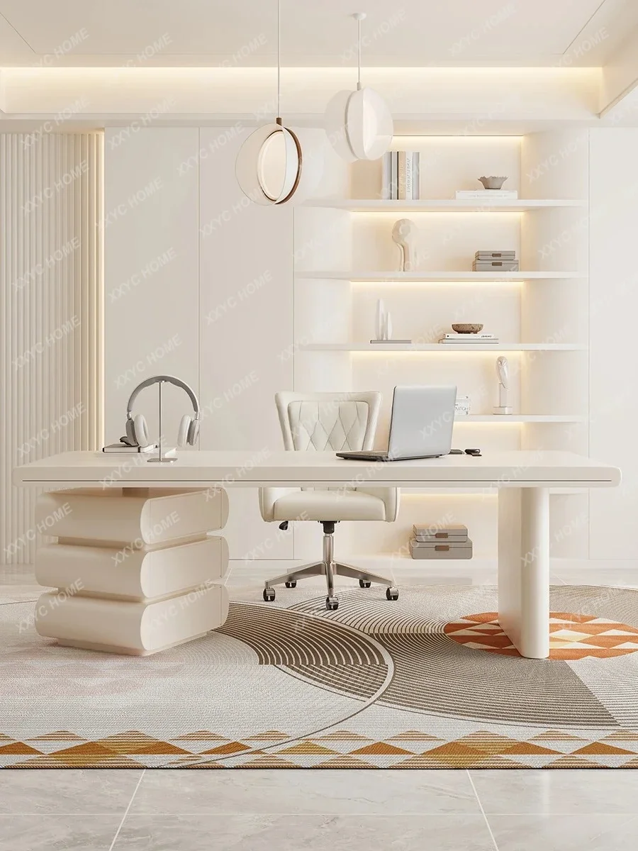 A  Cream Style Solid Wood Desk Living Room Study Light Luxury High-End Office Calligraphy Table