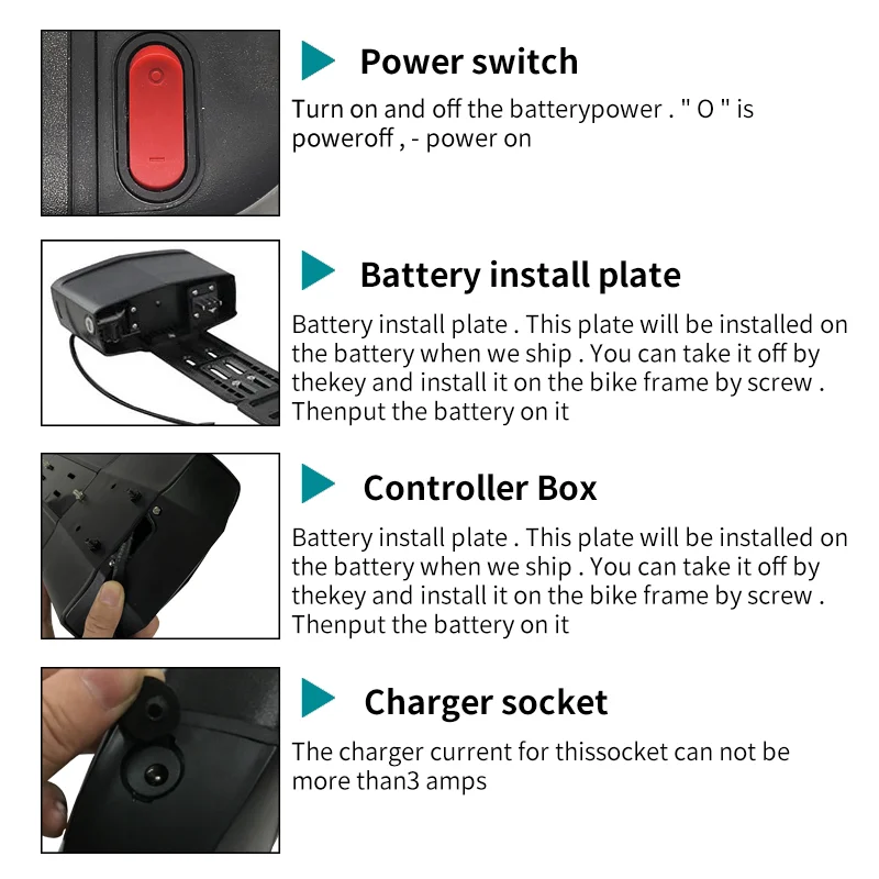 Rear Rack Ebike Battery Pack 24V 36V 13Ah 10.4Ah  17.5A 20Ah 24Ah For Phylion XH370-13J Joycube wall-es Electric Bike Batteries