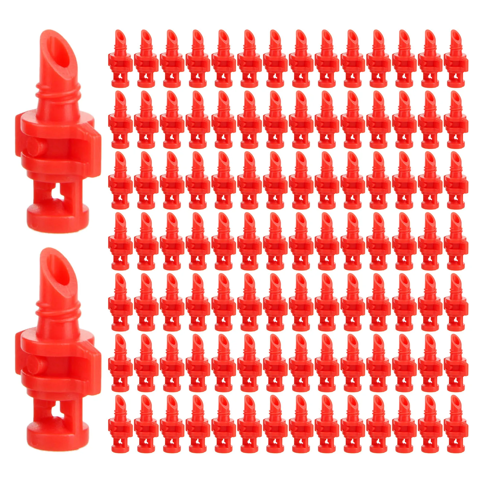 100 Bicos de Nebulização de Plástico Vermelho para Irrigação, Pulverizadores para Sistema de Irrigação de Jardim, Micro Pulverizador Automático de Refração