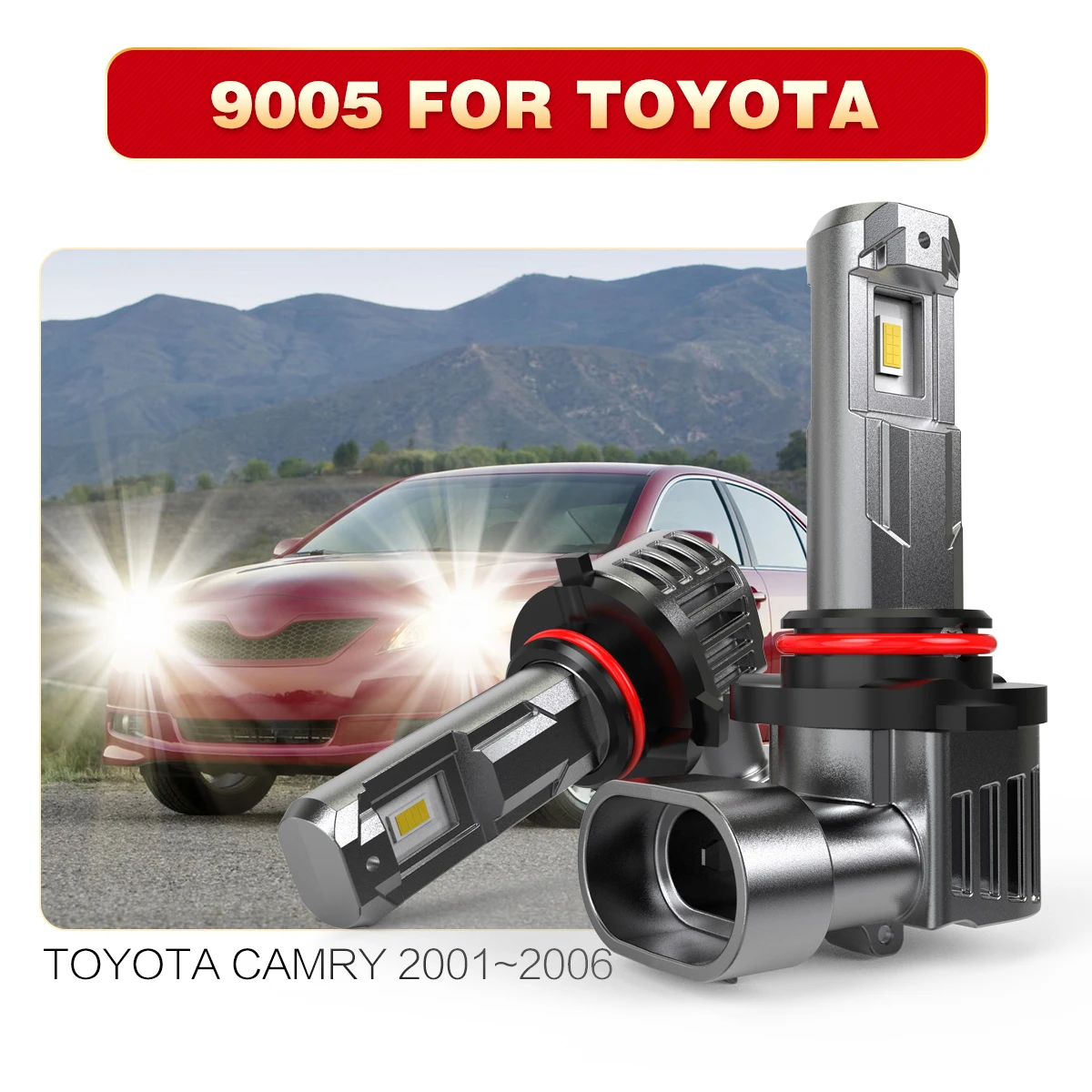 

AUHSSAN 2x 9005 HB3 Car Led Headlight Bulb Canbus 6000K White Head Fog Light Diode Lamp 55w Fanless For Toyota Camry 2001~2006