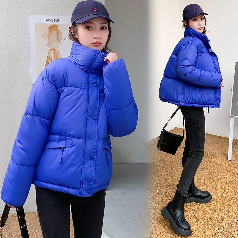 PinkyIsBlack New Women\'s Parkas Solid 2022 Stand Collar Casual Winter Jacket Women Loose Cotton Padded Thick Coat Ladies Clothes