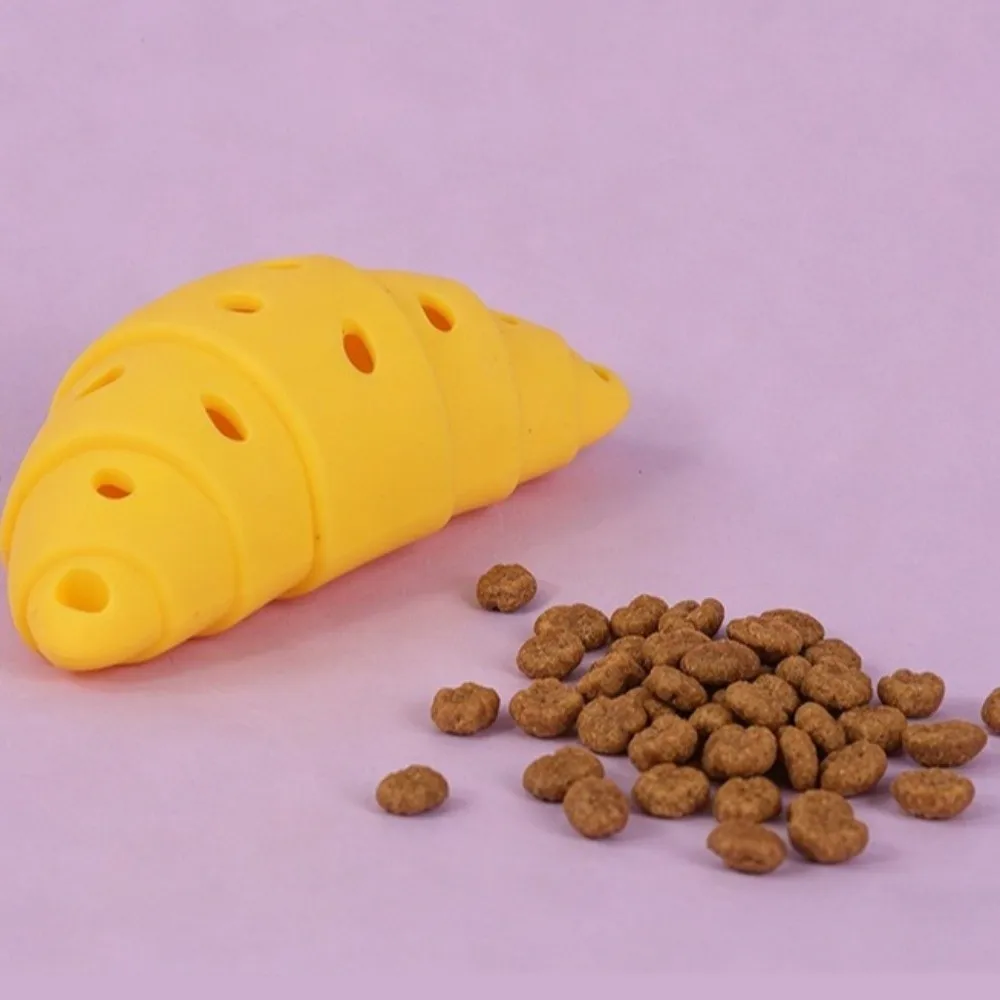 Creative Bull Horn Bun Shape Dog Food Leakage Bite-Resistant Silicone Dog Slow Food Stimulation Dog Treat Dispenser Puzzle