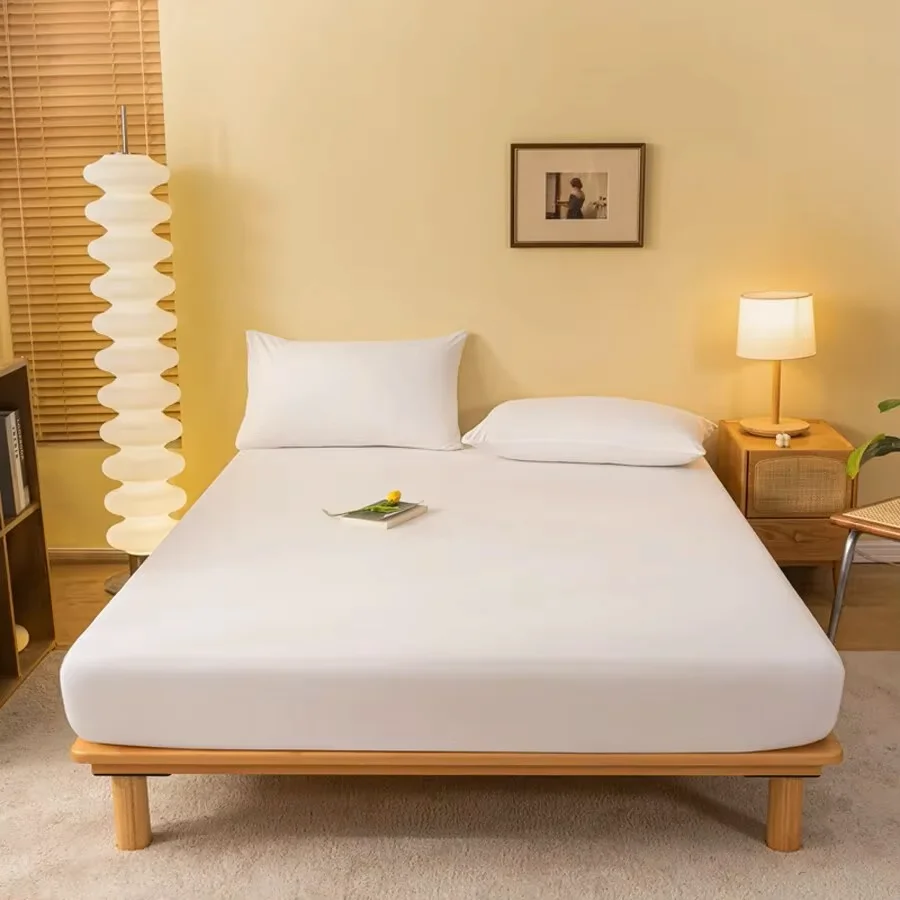 ملاءة مصقولة مع جيب عميق (بدون كيس وسادة)، واقي مرتبة سرير ناعم ومريح، لغرفة النوم وغرفة الضيوف