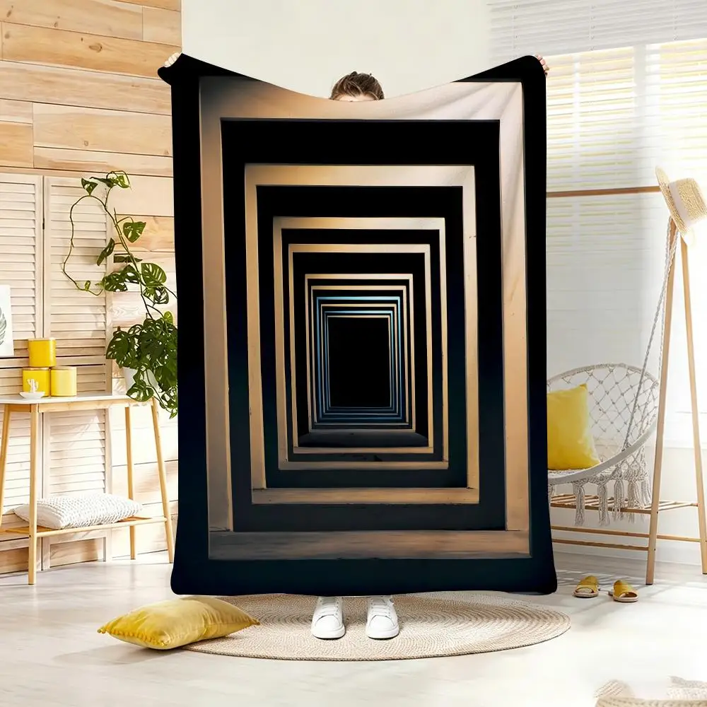 Art Perspective Spatial Depth Throw Lightweight  Flannel Blanket Soft Skin-friendly for Summer Cooling