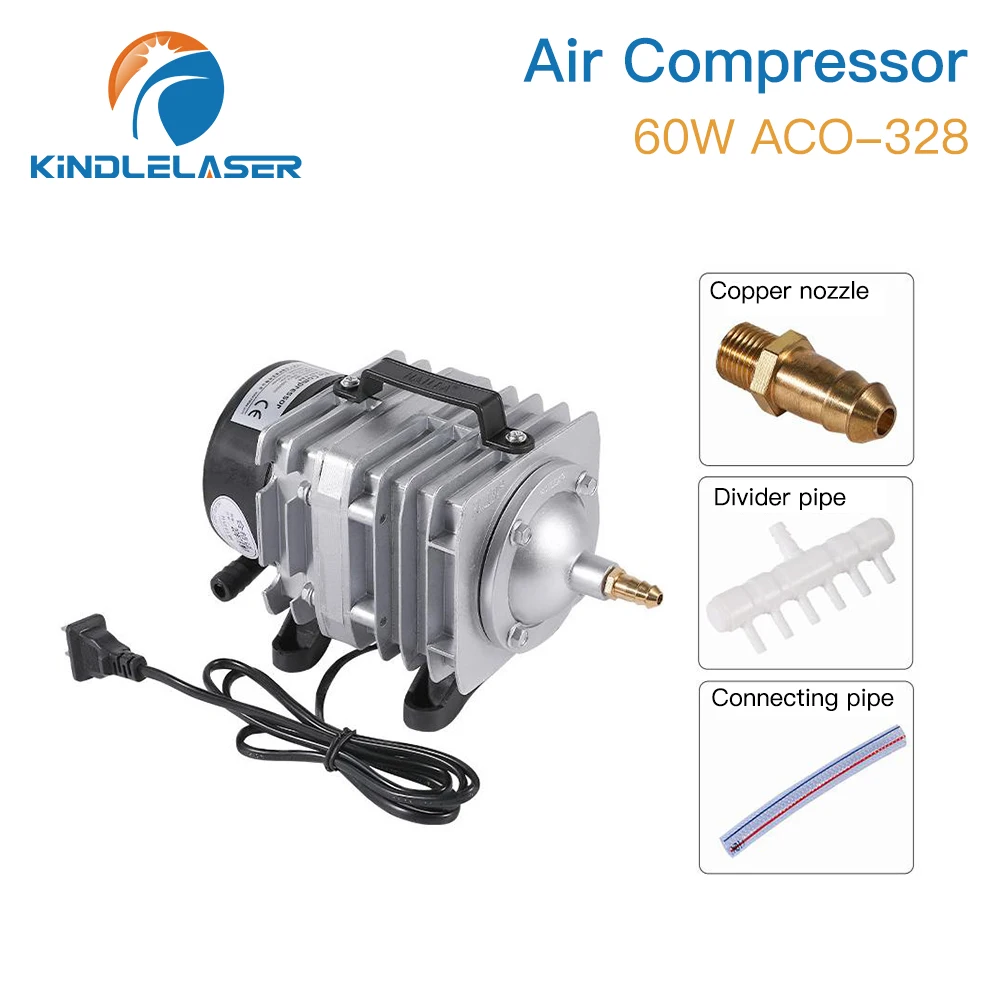 KINDLELASER ACO-328 60W Air Compressor Electrical Magnetic Air Pump for CO2 Laser Engraving Cutting Machine