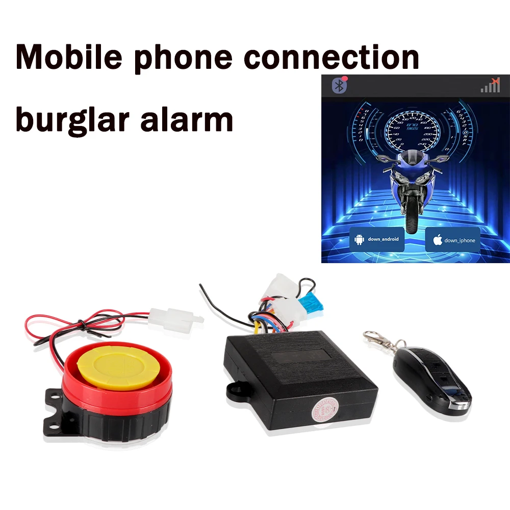 12V 125dB Bluetooth link Motorcycle Alarm System One-way with Engine Start Remote Control Key Fob For 50-250cc ATV Scooter