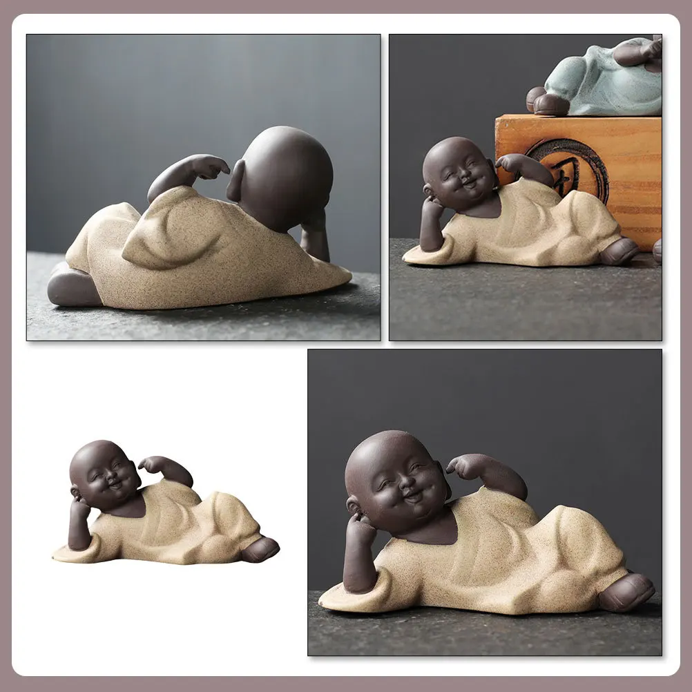 

Monk Shaped Tea Pet Desktop Decor Fine Polished Smooth Surface Safe Material for Home Hotel Restaurant Tea Room Office Decor