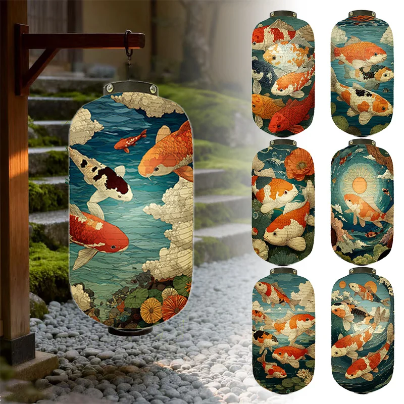 Ukiyo-e Japanese Koi Fish Pattern Lantern Japanese Style Handmade Paper Lantern  Cuisine Izakaya Sushi Restaurant Decor Advertis