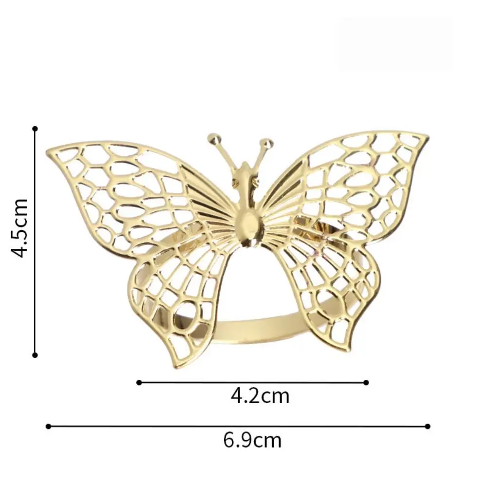 1/6pc Napkin Ring High-end Light Luxury Hotel Table Napkin Buckle,Iron Butterfly/Hollow Napkin Ring,Hollow Butterfly Napkin Ring