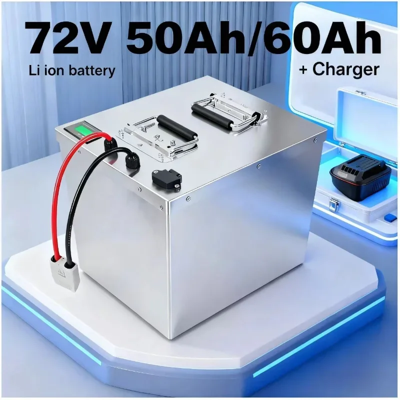 Lithium-ion battery 72v 50Ah 60ah, with Bluetooth app, BMS, for 3000W 5000W, scooter, bike, motorcycle, charger 10A