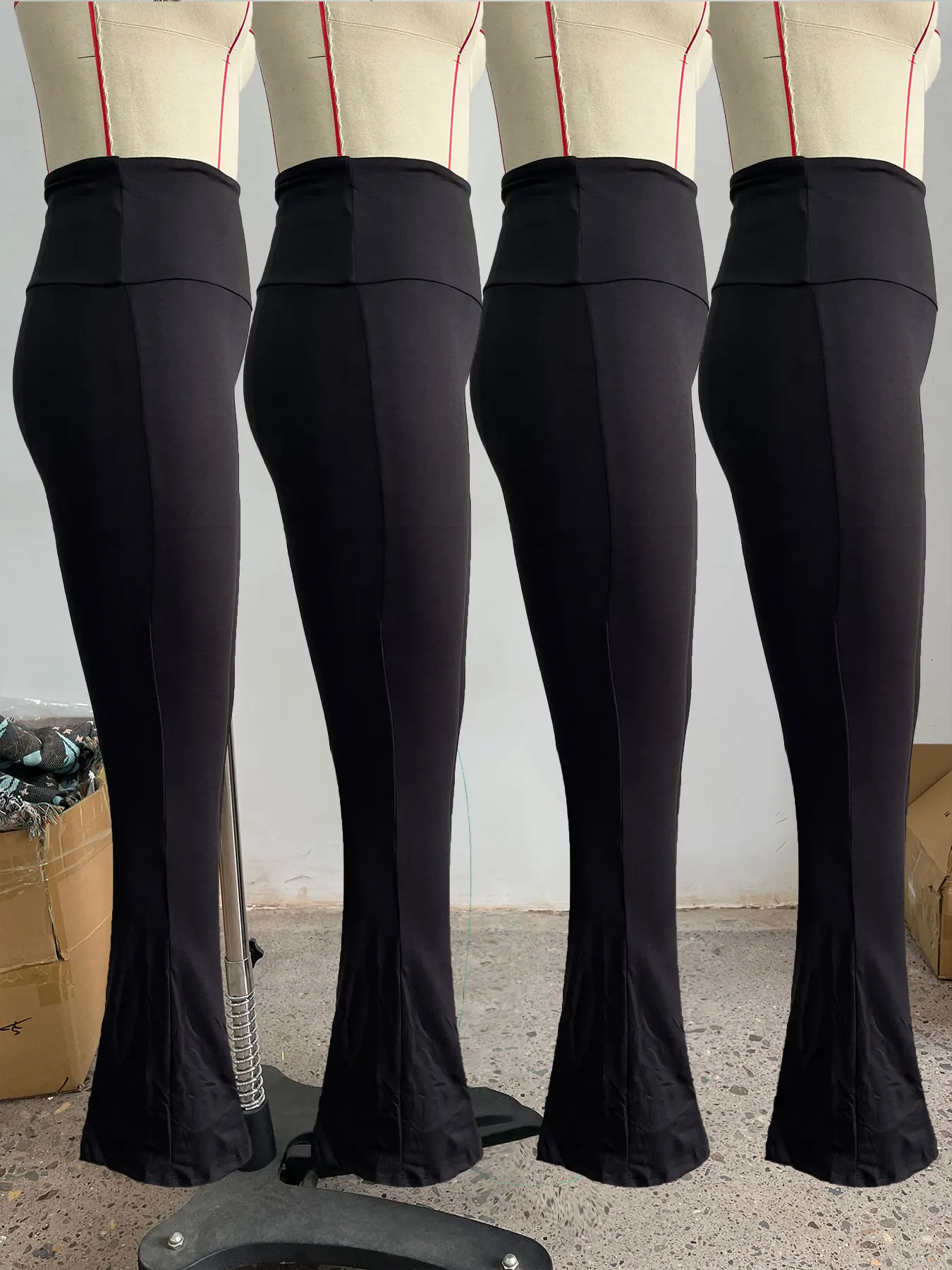 

Комплект из 4 женских супермягких брюк-клеш больших размеров с высокой талией, леггинсы с контролем живота, мягкие брюки-клеш для бега