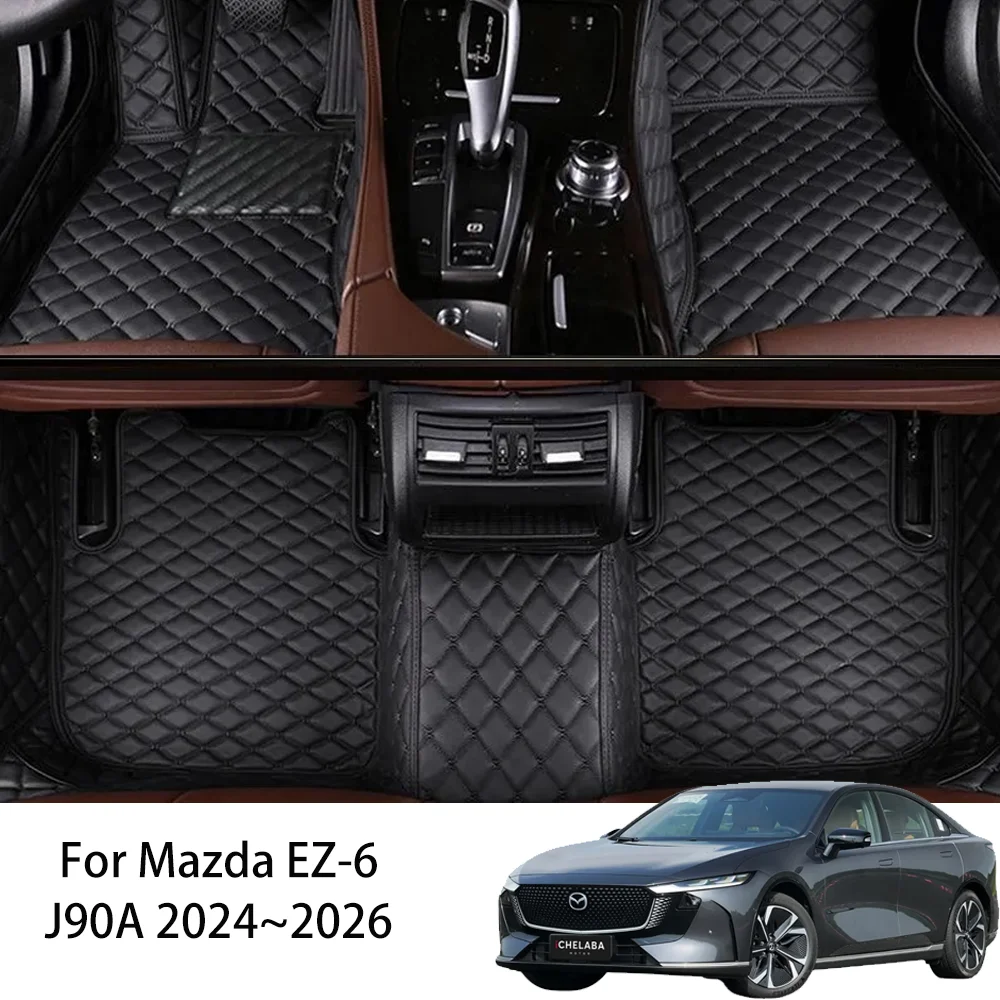 For Mazda EZ-6 6e J90A 2024~2026 2025 Leather Car Floor Mats Waterproof Scratch Resistant Carpets Interior Protection Accessorie