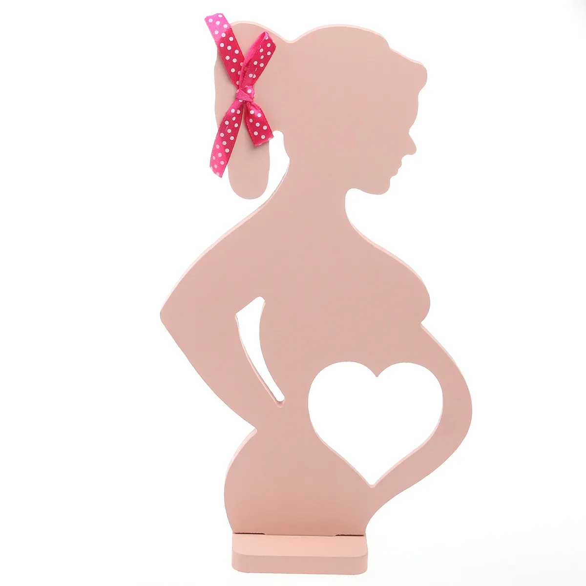Wooden Frames Wedding Props Ornaments Heart Belly Photo Frame Pregnant Woman Pink Bow Ponytail Design Home Decor Gift Idea