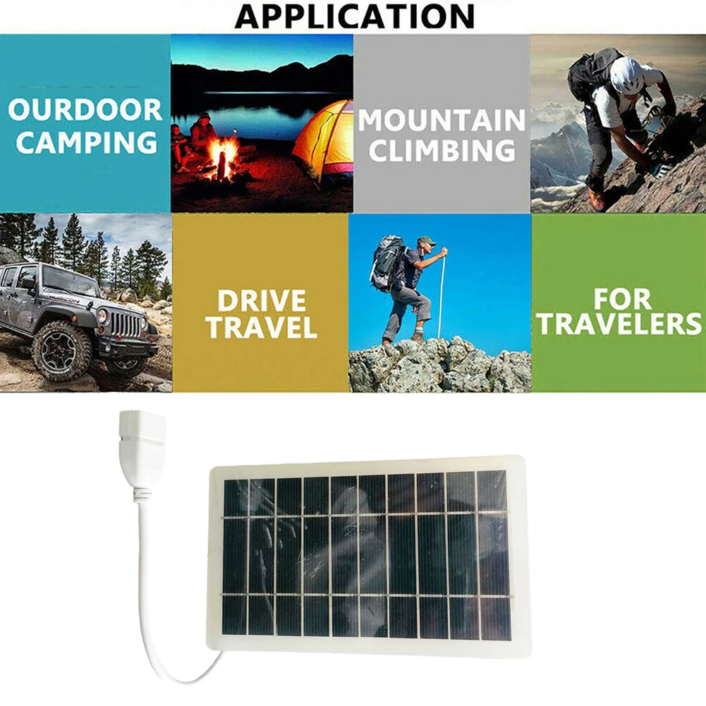 1pcs 2W 5V Solar USB Charger Solar Panel Portable Polysilicon Panel For Camping Outdoor Adventures Power Equipment Accessories