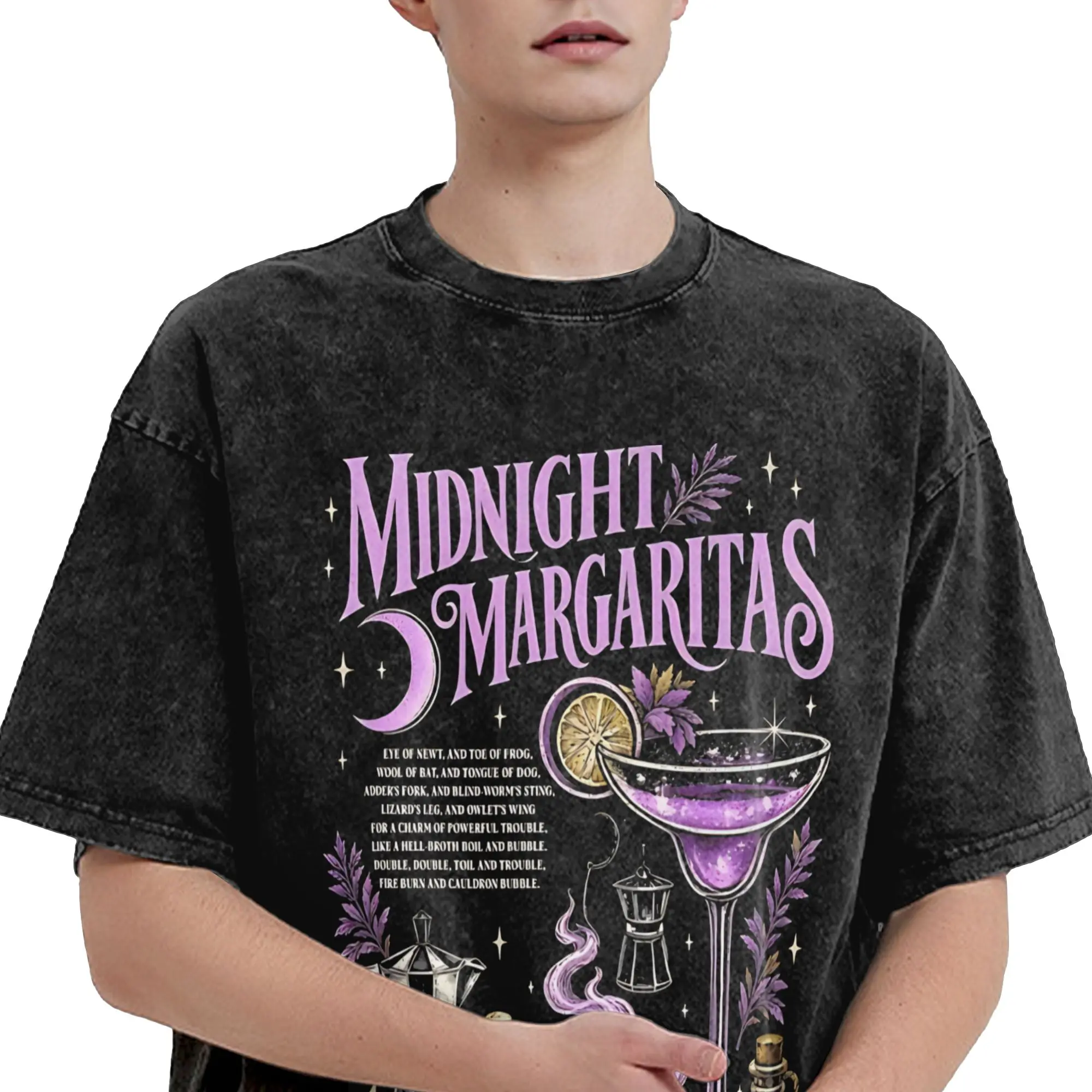 Practical Magic Midnight Margaritas  T Shirts Hip Hop Washed 100% Cotton Oversize T-Shirts  Vintage Men Women Streetwear
